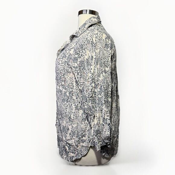 Velvet Heart Button-Up Blouse Beige & Gray Snake Print Women’s Size 2X - Picture 2 of 11